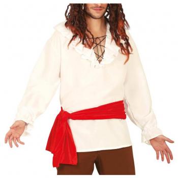 Camisa Pirata blanca cuello abierto adulto