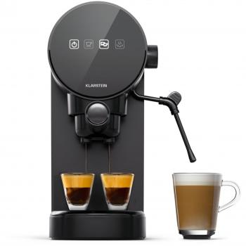 Cafetera Espresso Klarstein Furore Compacta de Acero Inoxidable 20 Bares con Pantalla Digital para 2 Tazas
