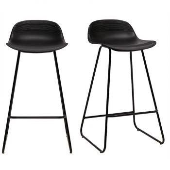 Miliboo - Taburetes de bar negro y pie negro A65 cm (lote de 2) ELLA