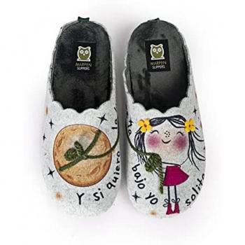 Slippers Luna Lazo Verde Zapatillas de Estar por casa Mujer Invierno Otoño - 35 EU