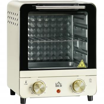 HOMCOM Horno Eléctrico Sobremesa 15 Litros 1000W Horno Tostador con Temperatura hasta 230 ℃ Temporizador 60 Minutos Bandeja y Rejilla 25,5x27
