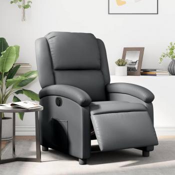 Silla reclinable eléctrica de cuero sintético gris vidaXL