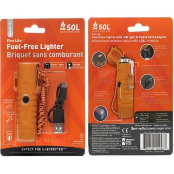 Orange Rechargeable USB Plasma Lighter with Tinder Cord Lanyard