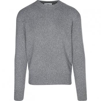 Ami Paris Men's Round Neck Cashmere Blend Sweater - Gray - Size S
