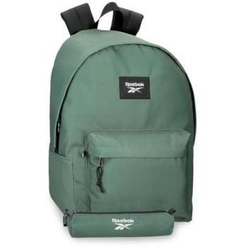 Mochila Reebok Brooklyn 21L caqui con estuche, dimensiones 31,5x45x15 cms, fabricada en poliéster