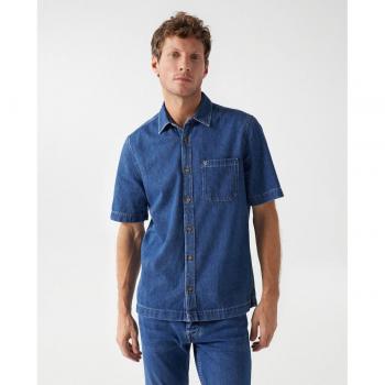 Camisa vaquera de manga corta en color azul
