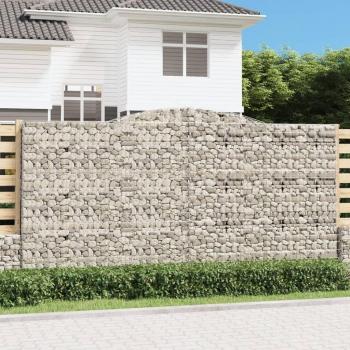 Cestas de gaviones vidaXL 5 uds forma de arco hierro dimensiones 400 x 30 x 40/60 cm, 400 x 30 x 100/120 cm, 400 x 30 x 160/180 cm