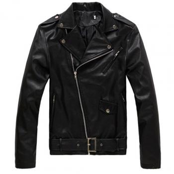 LaoZan Chaqueta Hombre De Cuero PU Chaqueta de Motociclista con Cremallera Cazadoras XL Negro