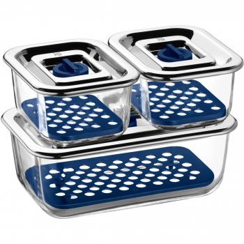 WMF Top Serve Juego 3 Piezas rectangulares conservar/Servir con Rejilla Interior, Vidrio, 3 tlg