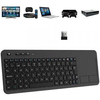 TedGem Teclado Inalámbrico USB, 2,4GHz Teclados Inalambricos para Smart TV Teclados Inalambricos Ordenador Teclado Touchpad con Receptor Nano USB para PC/Laptops/Tablet/Smart TV