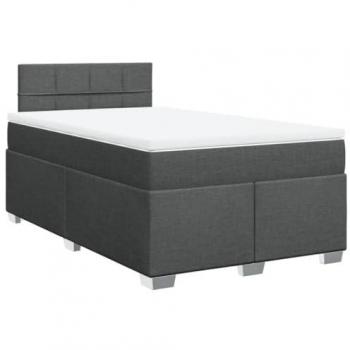 Cama Box Spring con colchón de muelles en tela gris oscuro, 120x200 cm