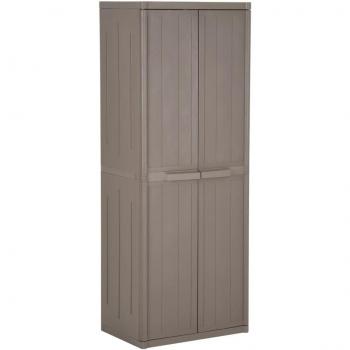 vidaXL Garden Storage Cabinet Brown 65x45x172 cm PP Wood Look