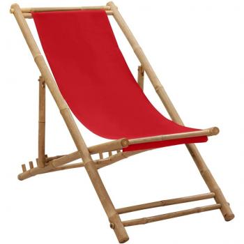 vidaXL Deck Chair Bamboo and Canvas Red