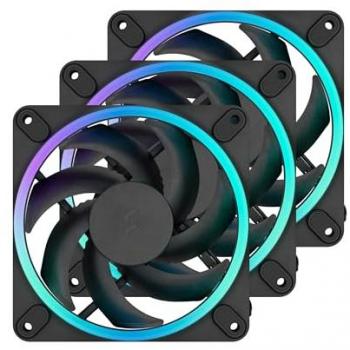 Fractal Design Momentum 12 RGB Black 120mm Case Fan 3-Pack with ARGB Gen2 Lighting and FDB Bearings