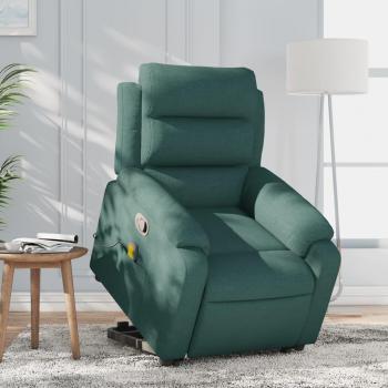 Silla de masaje reclinable de pie de tela verde oscura vidaXL