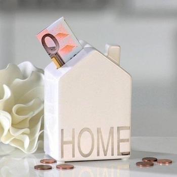 Hucha Home blanco/plata Porcelana Altura 12 cm