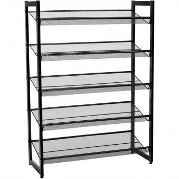 SONGMICS Zapatero de Metal Estantería para Zapatos Organizador de Zapatos Apilable 5 Niveles para 15-20 Pares de Zapatos para Entrada Pasillo Recibidor LMR005B