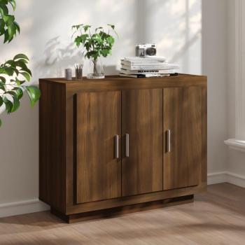 Aparador de madera contrachapada color roble marrón 92x35x75 cm - Mueble de Almacenaje de Salón, Buffet para salón Moderno, Armario Auxiliar, Armario de Almacenamiento