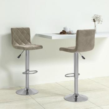 Taburetes de Bar de Terciopelo Gris Claro - Set de 2 Piezas, Diseño Moderno, Asiento Confortable, Base Resistente, Altura Ajustable