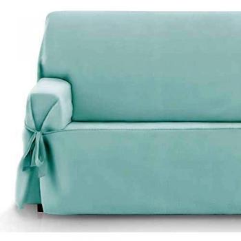 Vipalia Protector Funda Sillon Sofa 1 Plaza con Lazos. Fundas para Sofa Loneta Lisa. Comodo Practico Resistente. Algodon Ecologico. Facil Montaje. Calidad Diseño Royale Lazos. Color Verde. 1 Plaza
