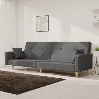 Sofá cama de 2 asientos con 2 cojines en tela gris claro Vidaxl