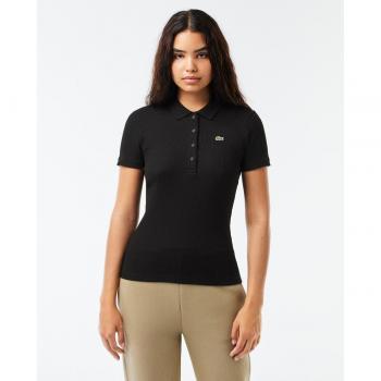 Lacoste Women's Slim Fit Eco-Friendly Cotton Short Sleeve Polo Shirt - Black, Size S