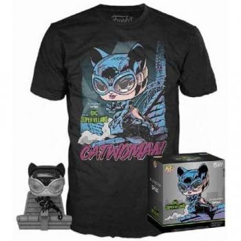 Funko Pop! & Tee: DC Super Villains - Catwoman (Jim Lee Deluxe) (Black White) and T-Shirt (XL)