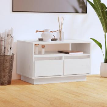 Soporte para TV móvil de madera maciza de pino blanco 60x35x37 cm