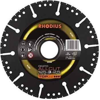 Disco de corte diamantado Rhodius DG210 ALLCUT 125 mm x 3,0 mm x 22,23 mm