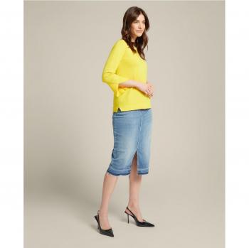 Falda denim con dobladillo desarmado de algodón sostenible