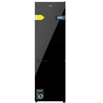 Frigorífico Combi Cecotec Bolero CoolMarket 250L Cristal Negro Inverter Plus 180x55cm No Frost Clase D Multi Air Flow Fast Cooling Humidity Box