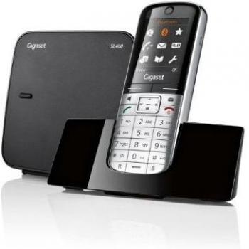 Gigaset SL400BT+EZX60 - Teléfono inalámbrico y manos libres con Bluetooth, color negro y gris