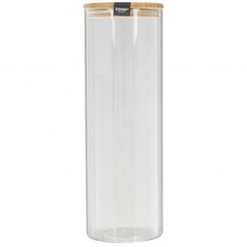 Bocal de vidrio y bambú 2L con tapa de silicona, ideal para conservación y almacenamiento, resistente a temperaturas de -40°C a +460°C