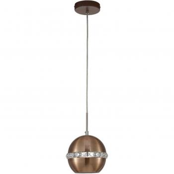 Lámpara colgante Andrea de techo tipo domo E27 Cobre satinado, 1 bombilla, 35cm, Cristal
