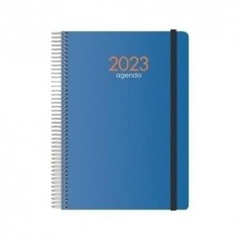 Agenda Syncro Semana Vista Espiral con Goma 15x21 cm Azul 2023