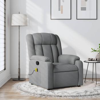 Sillón Reclinable de Masaje de Tela Gris Claro con Función de Vibración Vidaxl