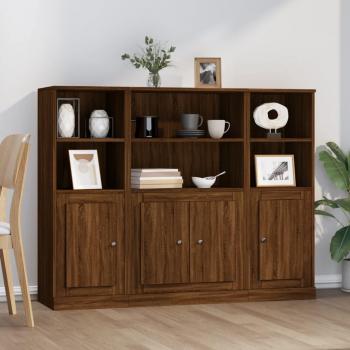 Aparador alto 3 piezas de madera contrachapada marrón roble multicapa Vidaxl