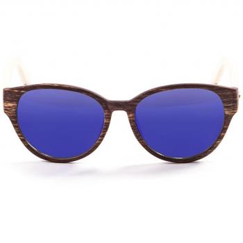 Ocean Sunglasses Cool - Gafas de Sol de Bambú - Montura : Bambú - Lentes : Azul Espejo