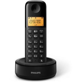 Teléfono Inalámbrico DECT Philips D1601B con 1 Auricular, Pantalla Grande (4,1 cm) e Identificador de Llamadas - Negro