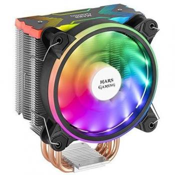 MARSGAMING MCPUX, Disipador CPU Negro, TDP 180W, Dual ARGB, Silencioso PWM 12cm