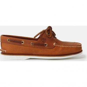 Timberland - Náuticos de hombre en piel marrón con suela de goma