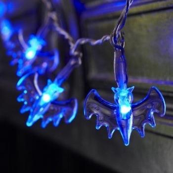20 murciélagos trasparentes con LED azules a pilas de Lights4fun