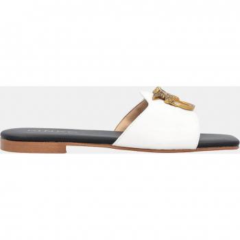 Pinko - Sandalias planas de mujer tipo pala en piel con logo