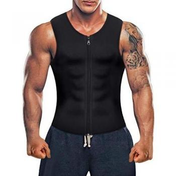 Bingrong Chaleco Sauna Hombre Fajas Reductoras Adelgazantes Hombres Compresion de Neopreno Chaleco para Adelgazante Sudoración con Cremallera para Deporte Fitness