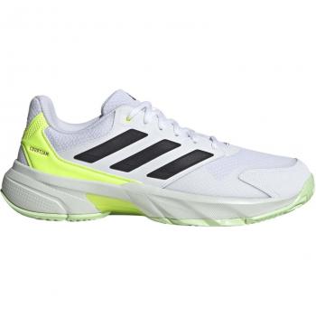 ADIDAS COURTJAM CONTROL 3 Zapatillas de tenis para hombre, color blanco y limón, adecuadas para todas las superficies, talla 42 2/3