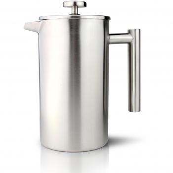 3 Cup Double Walled CafetiÃƒÂ¨re plunger coffee maker - 18/10 stainless steel - Straight sided - SATIN by Grunwerg