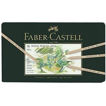Faber-Castell 112136 - Estuche de metal con 36 ecolápices Pitt pastel, multicolor