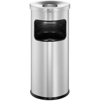 Cenicero de pie autoextinguible con cubo de basura metálico, 17L, diámetro 250mm, altura 630mm, color plata - DURABLE