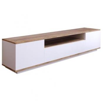 Mueble TV con 3 puertas y 1 estante - blanco y natural - LOTULA