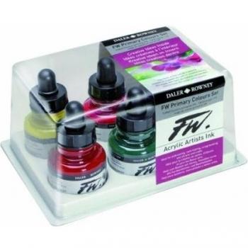 Set de Tinta Acrílica DALER ROWNEY FW, con 6 Frascos de Colores Primarios Surtidos